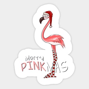 Merry Pinkmas Christmas Flamingo in Santa Costume Sticker
